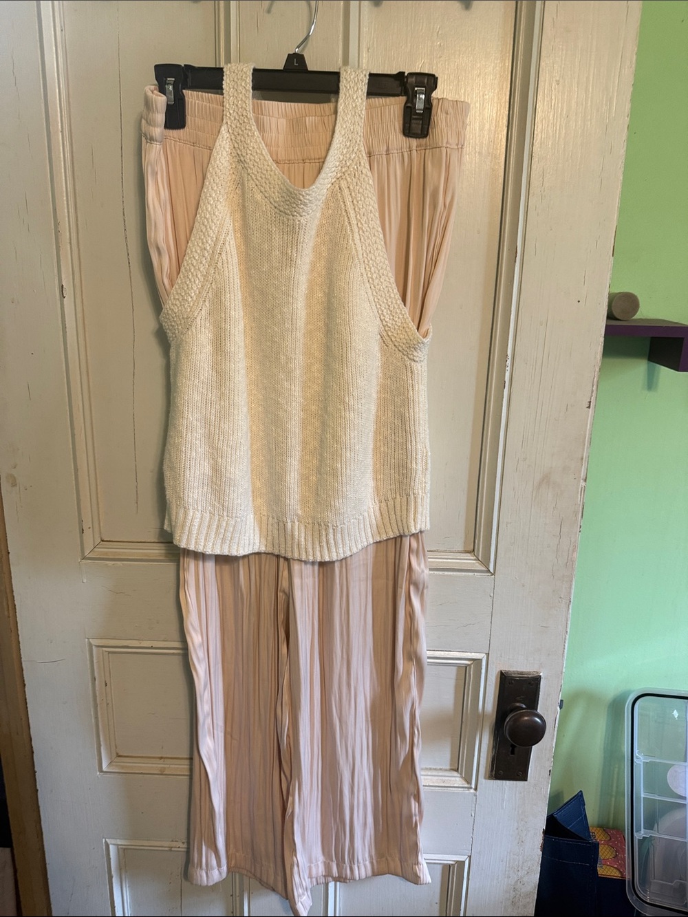 Marled Cream Knit Top with Blush Lining 2 piece